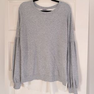 Grey long puff-sleeve sweater